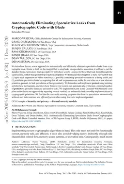 Automatically Eliminating Speculative Leaks from Cryptographic Code with
  Blade