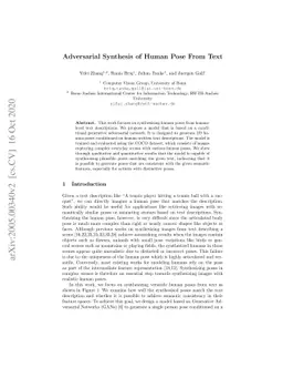 Adversarial Synthesis of Human Pose from Text