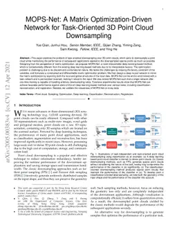 MOPS-Net: A Matrix Optimization-driven Network forTask-Oriented 3D Point
  Cloud Downsampling