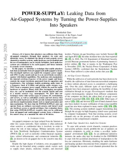 POWER-SUPPLaY: Leaking Data from Air-Gapped Systems by Turning the
  Power-Supplies Into Speakers