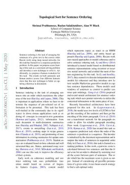 Topological Sort for Sentence Ordering