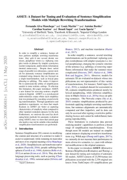 ASSET: A Dataset for Tuning and Evaluation of Sentence Simplification
  Models with Multiple Rewriting Transformations