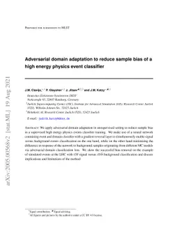 Adversarial domain adaptation to reduce sample bias of a high energy
  physics classifier