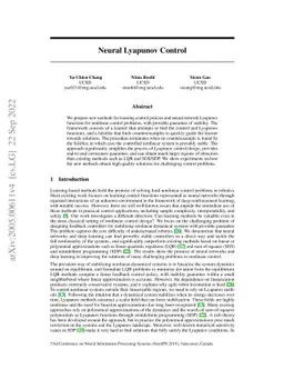 Neural Lyapunov Control