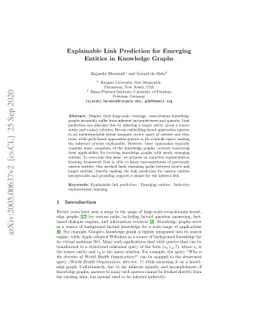 Explainable Link Prediction for Emerging Entities in Knowledge Graphs