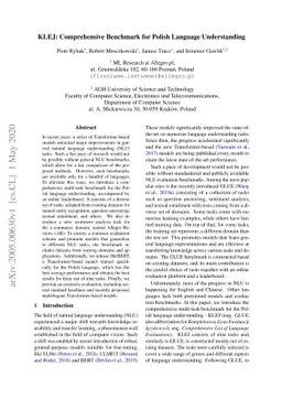 KLEJ: Comprehensive Benchmark for Polish Language Understanding