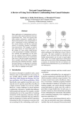 Text and Causal Inference: A Review of Using Text to Remove Confounding
  from Causal Estimates