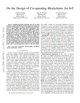 On the Design of Co-operating Blockchains for IoT