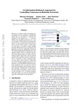 An Information Bottleneck Approach for Controlling Conciseness in
  Rationale Extraction