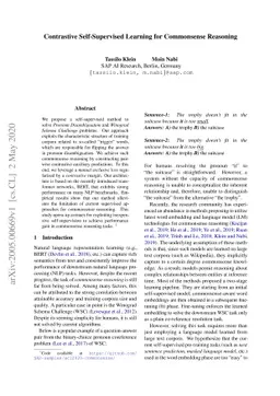 Contrastive Self-Supervised Learning for Commonsense Reasoning