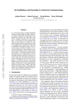 On Faithfulness and Factuality in Abstractive Summarization