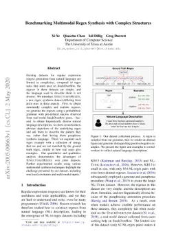 Benchmarking Multimodal Regex Synthesis with Complex Structures