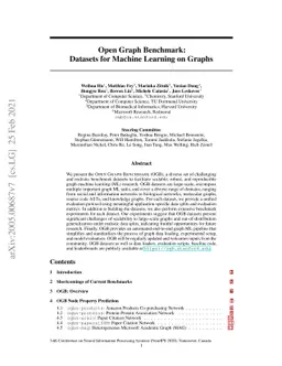 Open Graph Benchmark: Datasets for Machine Learning on Graphs