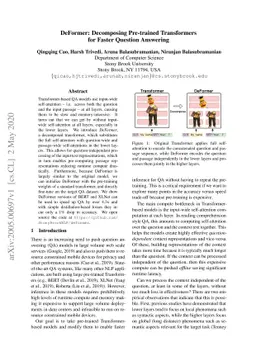 DeFormer: Decomposing Pre-trained Transformers for Faster Question
  Answering