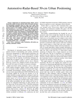 Automotive-Radar-Based 50-cm Urban Positioning