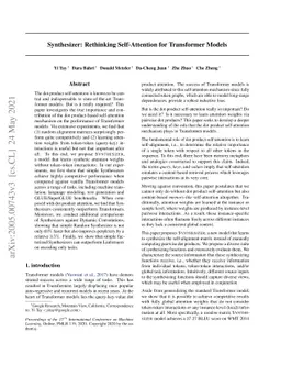 Synthesizer: Rethinking Self-Attention in Transformer Models
