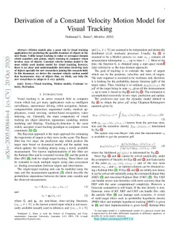 Derivation of a Constant Velocity Motion Model for Visual Tracking