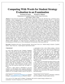 Computing With Words for Student Strategy Evaluation in an Examination