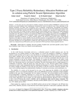 Type-2 fuzzy reliability redundancy allocation problem and its solution
  using particle swarm optimization algorithm