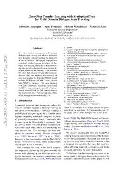 Zero-Shot Transfer Learning with Synthesized Data for Multi-Domain
  Dialogue State Tracking