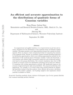 An efficient and accurate approximation to the distribution of quadratic
  forms of Gaussian variables