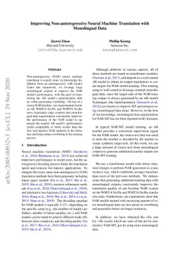 Improving Non-autoregressive Neural Machine Translation with Monolingual
  Data