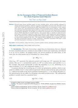 On the Convergence Rate of Projected Gradient Descent for a
  Back-Projection based Objective