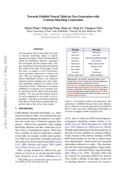 Towards Faithful Neural Table-to-Text Generation with Content-Matching
  Constraints