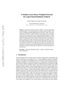 A Position Aware Decay Weighted Network for Aspect based Sentiment
  Analysis