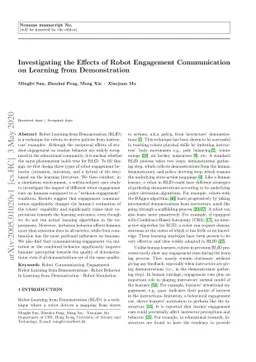 Investigating the Effects of Robot Engagement Communication on Learning
  from Demonstration