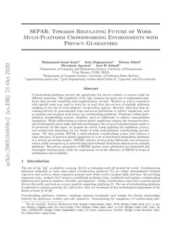 SEPAR: Towards Regulating Future of Work Multi-Platform Crowdworking
  Environments with Privacy Guarantees