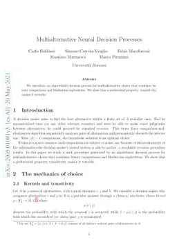 Multialternative Neural Decision Processes