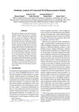 Similarity Analysis of Contextual Word Representation Models
