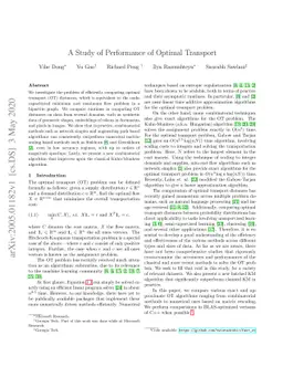 A Study of Performance of Optimal Transport