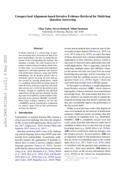 Unsupervised Alignment-based Iterative Evidence Retrieval for Multi-hop
  Question Answering