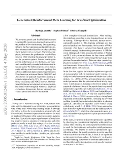 Generalized Reinforcement Meta Learning for Few-Shot Optimization
