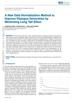 A New Data Normalization Method to Improve Dialogue Generation by
  Minimizing Long Tail Effect