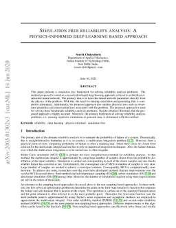Simulation free reliability analysis: A physics-informed deep learning
  based approach