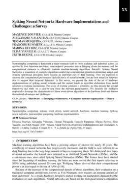 Spiking Neural Networks Hardware Implementations and Challenges: a
  Survey