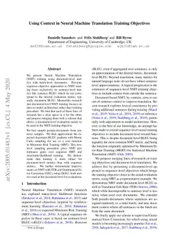 Using Context in Neural Machine Translation Training Objectives
