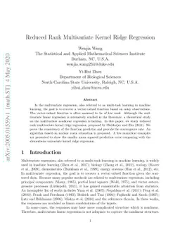 Reduced Rank Multivariate Kernel Ridge Regression