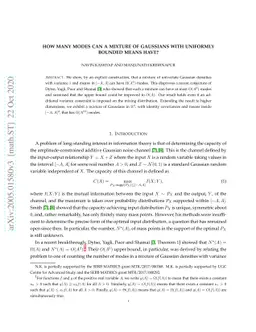 How Many Modes Can a Mixture of Gaussians with Uniformly Bounded Means
  Have?