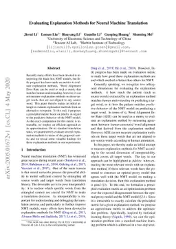 Evaluating Explanation Methods for Neural Machine Translation