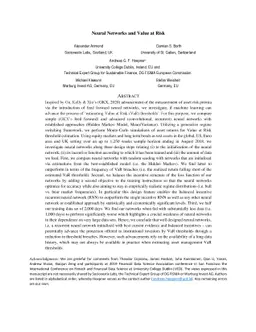 Neural Networks and Value at Risk