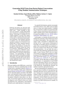 Generating SOAP Notes from Doctor-Patient Conversations Using Modular
  Summarization Techniques