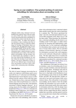 Spying on your neighbors: Fine-grained probing of contextual embeddings
  for information about surrounding words