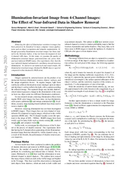 Illumination-Invariant Image from 4-Channel Images: The Effect of
  Near-Infrared Data in Shadow Removal