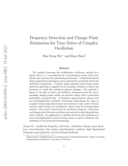 Frequency Detection and Change Point Estimation for Time Series of
  Complex Oscillation
