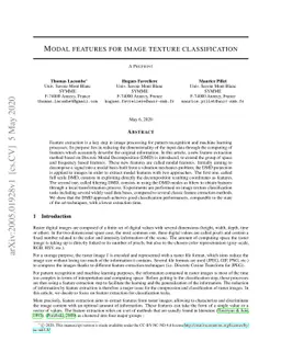 Modal features for image texture classification