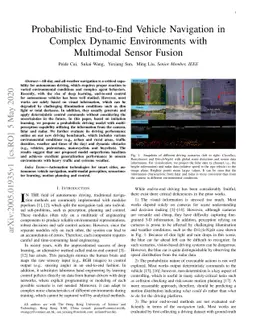 Probabilistic End-to-End Vehicle Navigation in Complex Dynamic
  Environments with Multimodal Sensor Fusion